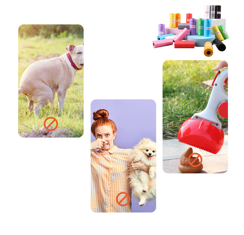 100 de role Dozator de pungi pentru caca de câine, colector de 15 saci/rulo, saci mari pentru deșeuri pentru pisici, în aer liber, acasă, curățenie, sac de gunoi pentru animale de companie