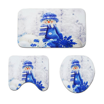 Zeegle Soft Snowman Printed Килим за баня Неплъзгаща се Килим за баня Подложка за крака Покривало за баня Тоалетна Седалка Подложка за баня