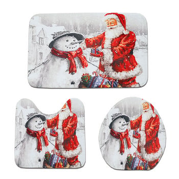 Zeegle Soft Snowman Printed Килим за баня Неплъзгаща се Килим за баня Подложка за крака Покривало за баня Тоалетна Седалка Подложка за баня