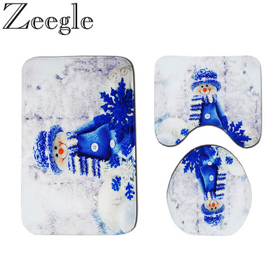 Zeegle Soft Snowman Μοκέτα Μπάνιου Αντιολισθητικό Χαλί Μπάνιου Μοκέτα Πόδι Ντους Κάλυμμα Τουαλέτας Χαλάκι μπάνιου καθίσματος