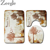 3kom/set Kupaonski set prostirki za kupaonicu s otisnutim sretnim drvetom WC tepih Neklizajući tepih za kupaonicu Poklopac poklopca WC-a Podne prostirke za tuširanje