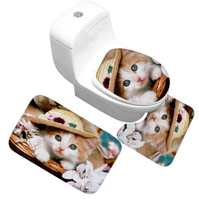 Zeegle Pet Pisică Covoare de baie Covoraș de duș Covoare de flanel anti-alunecare Covoare imprimate 3D Covoare de baie și set de covorașe