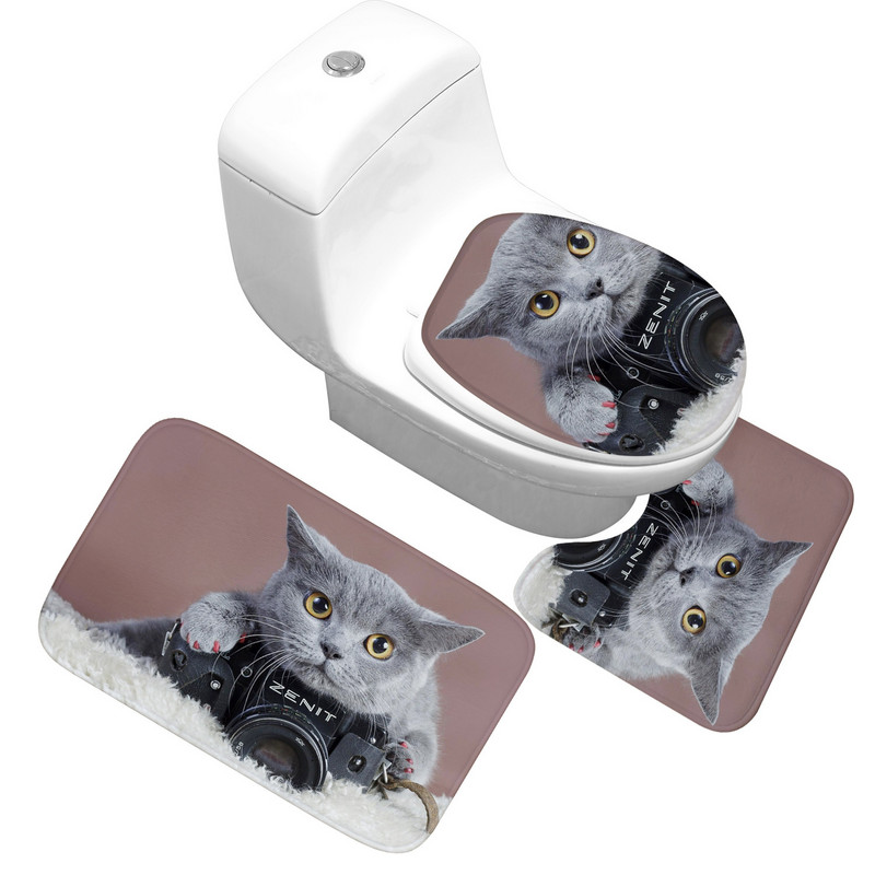 Zeegle Pet Pisică Covoare de baie Covoraș de duș Covoare de flanel anti-alunecare Covoare imprimate 3D Covoare de baie și set de covorașe