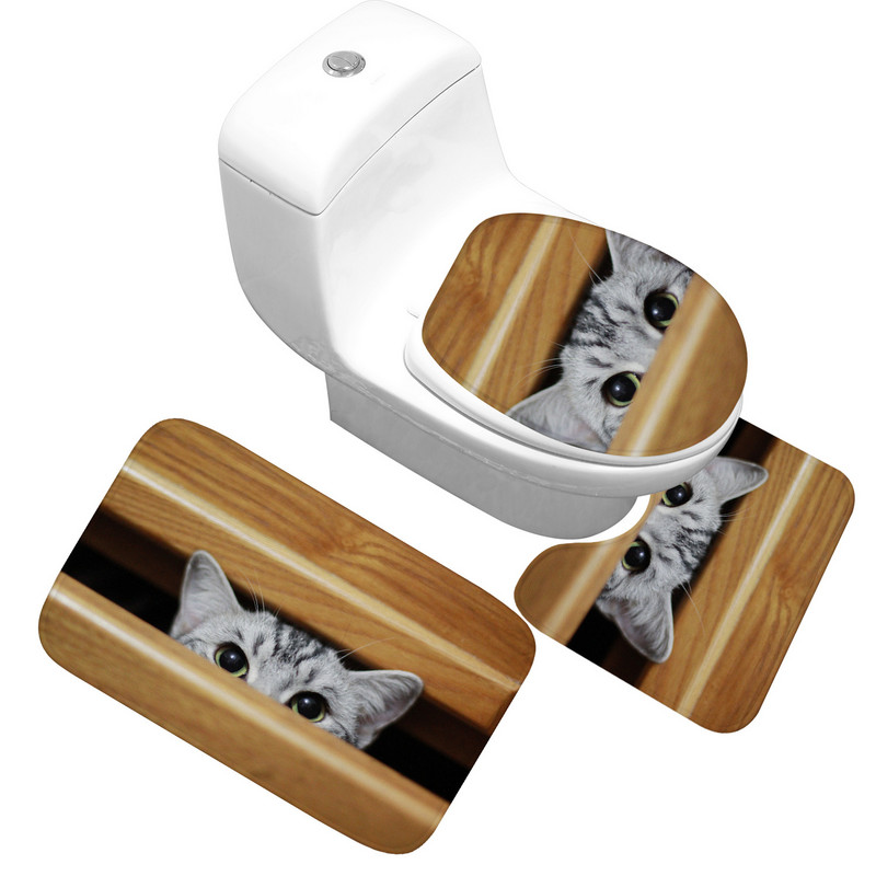 Zeegle Pet Pisică Covoare de baie Covoraș de duș Covoare de flanel anti-alunecare Covoare imprimate 3D Covoare de baie și set de covorașe