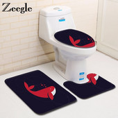 Kupaonski tepih od 3 kom s printom Zeegle dupina Set protukliznih kupaonskih podnih prostirača Prostirka s postoljem Flanelska toaletna prostirka za kupaonicu Kupaonska prostirka