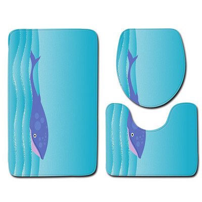 Kupaonski tepih od 3 kom s printom Zeegle dupina Set protukliznih kupaonskih podnih prostirača Prostirka s postoljem Flanelska toaletna prostirka za kupaonicu Kupaonska prostirka