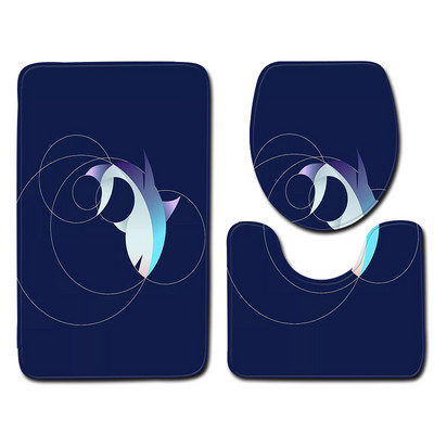 Kupaonski tepih od 3 kom s printom Zeegle dupina Set protukliznih kupaonskih podnih prostirača Prostirka s postoljem Flanelska toaletna prostirka za kupaonicu Kupaonska prostirka