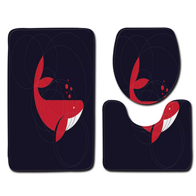 Kupaonski tepih od 3 kom s printom Zeegle dupina Set protukliznih kupaonskih podnih prostirača Prostirka s postoljem Flanelska toaletna prostirka za kupaonicu Kupaonska prostirka