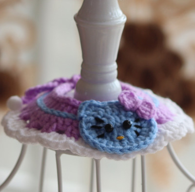 Destul de croșetat Animal Pisică Accesorii Pisici Papioni Tricotat Pisicuță Colier Câine Pălărie Roz Iepuraș Gât Decor Yorkie Ragdoll