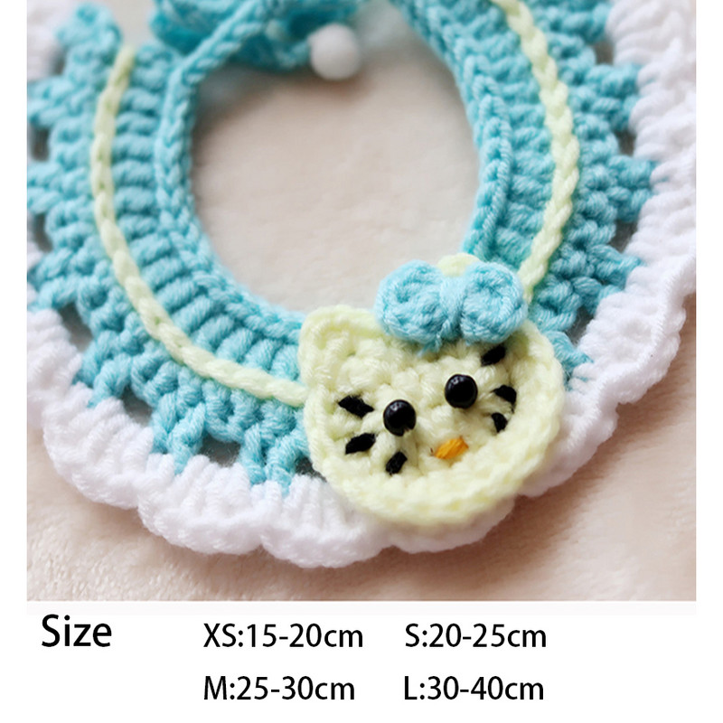 Destul de croșetat Animal Pisică Accesorii Pisici Papioni Tricotat Pisicuță Colier Câine Pălărie Roz Iepuraș Gât Decor Yorkie Ragdoll