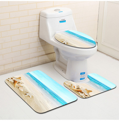 Zeegle Beach 3Pcs / Set Tepih Kupaonska upijajuća prostirka za WC Kupaonske podne prostirke Upijajuća kupaonska prostirka Set prostirki za kadu