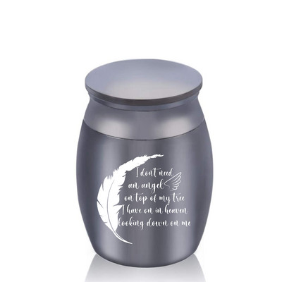 Urnă de incinerare personalizată personalizată Urnă de amintire pentru cenușă umană Borcan pentru cenușă din pene din aliaj de aluminiu Suvenir cu pungă de catifea cu pene