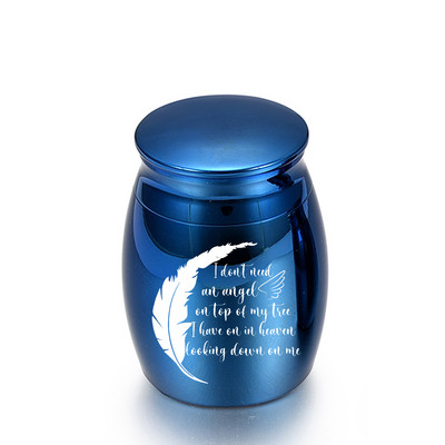 Urnă de incinerare personalizată personalizată Urnă de amintire pentru cenușă umană Borcan pentru cenușă din pene din aliaj de aluminiu Suvenir cu pungă de catifea cu pene