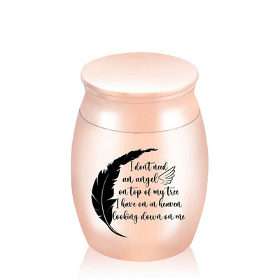 Urnă de incinerare personalizată personalizată Urnă de amintire pentru cenușă umană Borcan pentru cenușă din pene din aliaj de aluminiu Suvenir cu pungă de catifea cu pene