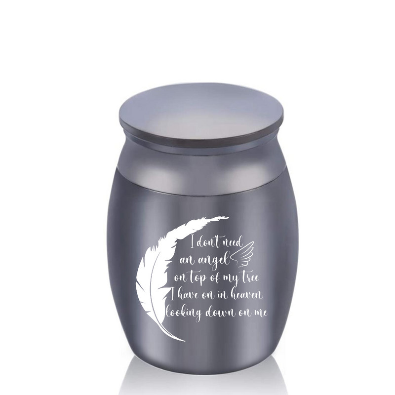 Urnă de incinerare personalizată personalizată Urnă de amintire pentru cenușă umană Borcan pentru cenușă din pene din aliaj de aluminiu Suvenir cu pungă de catifea cu pene