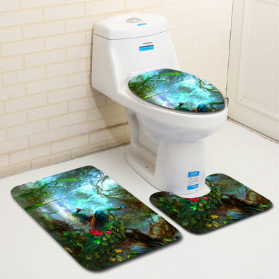 Zeegle vannimatt paabulinnu muster 3 tk Vannitoa vaip jalamatt Vannitoa vaipade komplekt libisemiskindel matt WC vanni vaipade jaoks Vannitoa matt