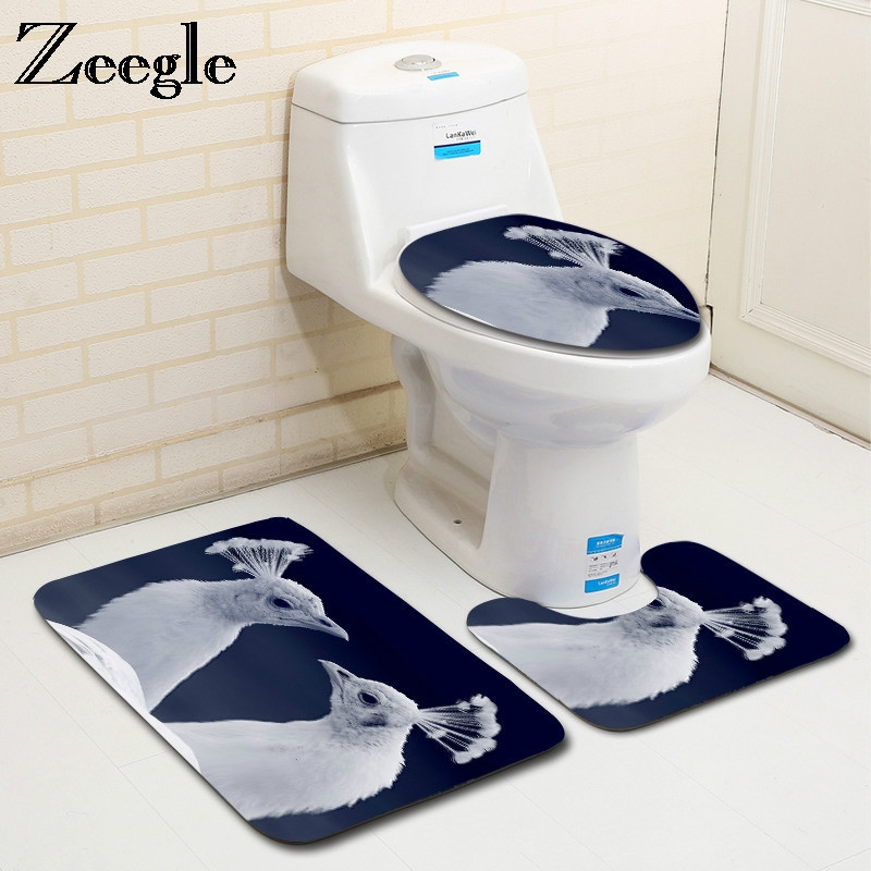 Zeegle vannimatt paabulinnu muster 3 tk Vannitoa vaip jalamatt Vannitoa vaipade komplekt libisemiskindel matt WC vanni vaipade jaoks Vannitoa matt