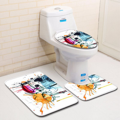 Zeegle tiskani komplet prostirki za kupaonicu WC U tip prostirke Dekoracija doma Tepih za noge Poliester Kupaonska ulazna prostirka Podna prostirka Tepih s postoljem