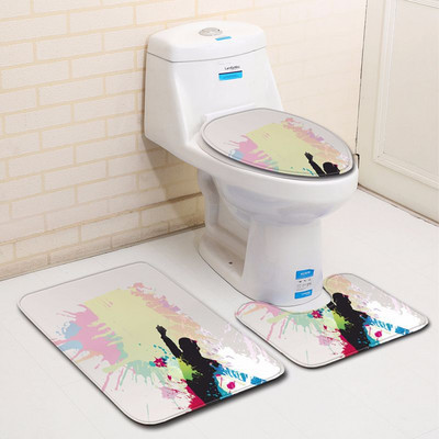 Zeegle tiskani komplet prostirki za kupaonicu WC U tip prostirke Dekoracija doma Tepih za noge Poliester Kupaonska ulazna prostirka Podna prostirka Tepih s postoljem