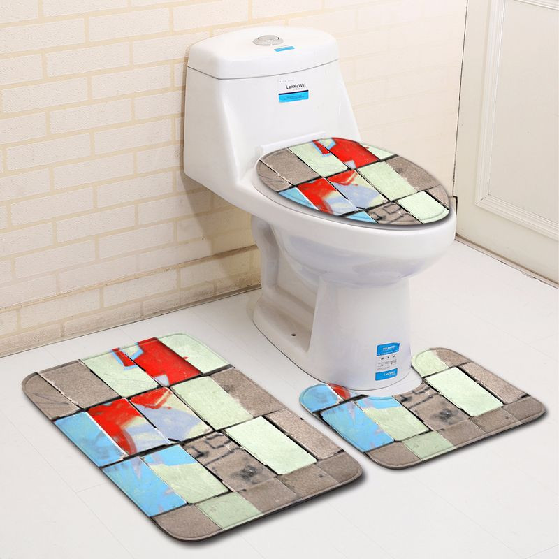 Zeegle tiskani komplet prostirki za kupaonicu WC U tip prostirke Dekoracija doma Tepih za noge Poliester Kupaonska ulazna prostirka Podna prostirka Tepih s postoljem