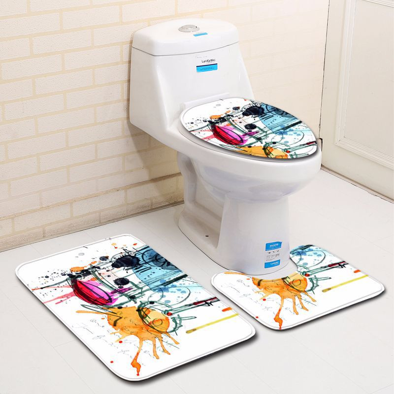 Zeegle tiskani komplet prostirki za kupaonicu WC U tip prostirke Dekoracija doma Tepih za noge Poliester Kupaonska ulazna prostirka Podna prostirka Tepih s postoljem
