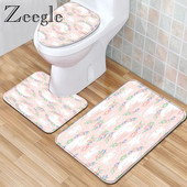 Zeegle apdrukāts vannas flaneļa paklājs Krāsains vannas istabas paklājiņa komplekts tualetes dekors mīksts paklājs ūdens absorbcija vannas istabas grīdas paklājs