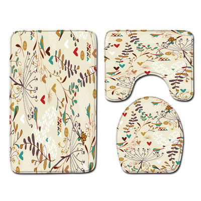 Zeegle apdrukāts vannas flaneļa paklājs Krāsains vannas istabas paklājiņa komplekts tualetes dekors mīksts paklājs ūdens absorbcija vannas istabas grīdas paklājs