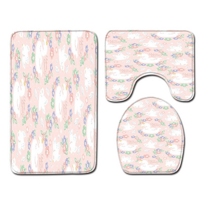 Zeegle apdrukāts vannas flaneļa paklājs Krāsains vannas istabas paklājiņa komplekts tualetes dekors mīksts paklājs ūdens absorbcija vannas istabas grīdas paklājs