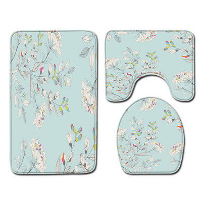 Zeegle apdrukāts vannas flaneļa paklājs Krāsains vannas istabas paklājiņa komplekts tualetes dekors mīksts paklājs ūdens absorbcija vannas istabas grīdas paklājs