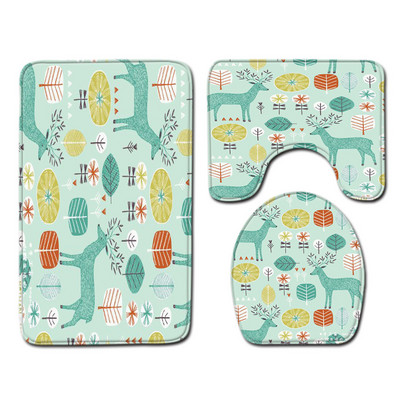 Zeegle apdrukāts vannas flaneļa paklājs Krāsains vannas istabas paklājiņa komplekts tualetes dekors mīksts paklājs ūdens absorbcija vannas istabas grīdas paklājs