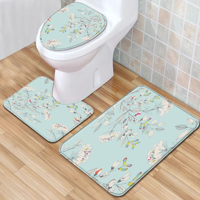 Zeegle apdrukāts vannas flaneļa paklājs Krāsains vannas istabas paklājiņa komplekts tualetes dekors mīksts paklājs ūdens absorbcija vannas istabas grīdas paklājs