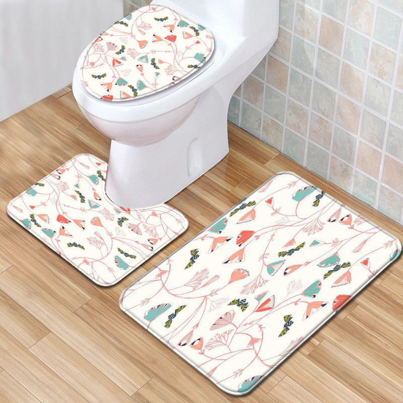 Zeegle apdrukāts vannas flaneļa paklājs Krāsains vannas istabas paklājiņa komplekts tualetes dekors mīksts paklājs ūdens absorbcija vannas istabas grīdas paklājs