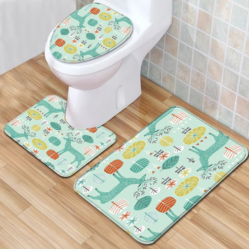 Zeegle apdrukāts vannas flaneļa paklājs Krāsains vannas istabas paklājiņa komplekts tualetes dekors mīksts paklājs ūdens absorbcija vannas istabas grīdas paklājs
