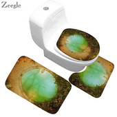 Zeegle Cartoon Tepih za kupaonicu Flanel Kupaonski tepih Neklizajuća prostirka za kupaonicu Cartoon 3D tiskana protuklizna prostirka za tuširanje Set od 3 komada prostirke za kupaonicu