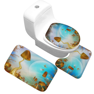 Zeegle Cartoon Tepih za kupaonicu Flanel Kupaonski tepih Neklizajuća prostirka za kupaonicu Cartoon 3D tiskana protuklizna prostirka za tuširanje Set od 3 komada prostirke za kupaonicu