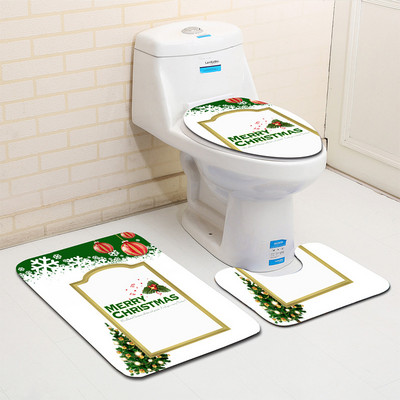 Zeegle Božićni ukrasi 3 komada WC tepiha Kupaonski set Protuklizne kupaonske podne prostirke Upijajući poklopac WC školjke Podmetači za kupanje