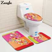 Vannas istabas paklājiņš, flaneļa U-veida tualetes paklājs mājas dekors Grīdas paklājs un tualetes sēdekļa pārsegs Love Style tualetes paklāja paklāja komplekts