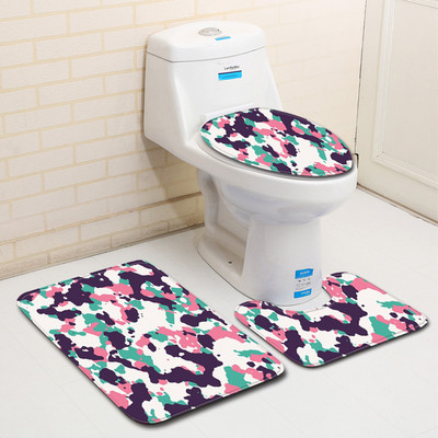 Zeegle 3Pcs Kupaonski tepih Prostirke za noge Neklizajuće prostirke za poklopac kupaonice WC navlaka Perive toaletne prostirke Set prostirki za kupaonicu Kupaonske prostirke