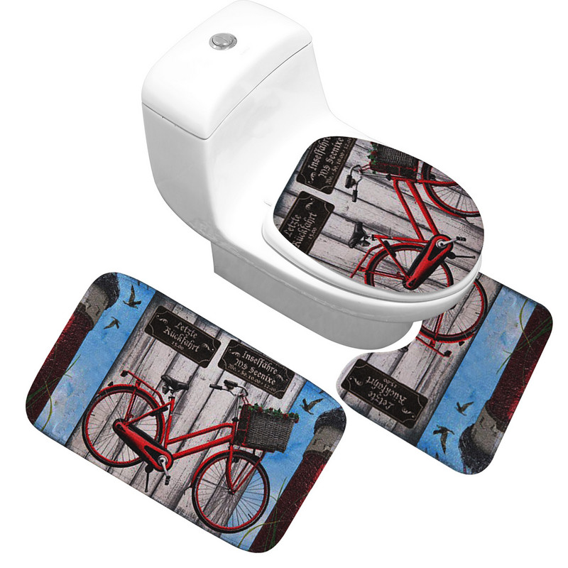 Zeegle vannas paklājiņš, apdrukāts vannas istabas grīdas paklājiņš, flaneļa pretslīdes vannas paklājs 3gab Home Toliet kāju paklājiņš mazgājams dušas paklāju komplekts