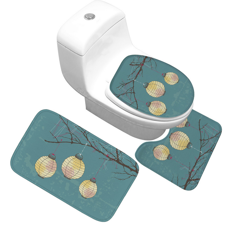 Zeegle vannas paklājiņš, apdrukāts vannas istabas grīdas paklājiņš, flaneļa pretslīdes vannas paklājs 3gab Home Toliet kāju paklājiņš mazgājams dušas paklāju komplekts