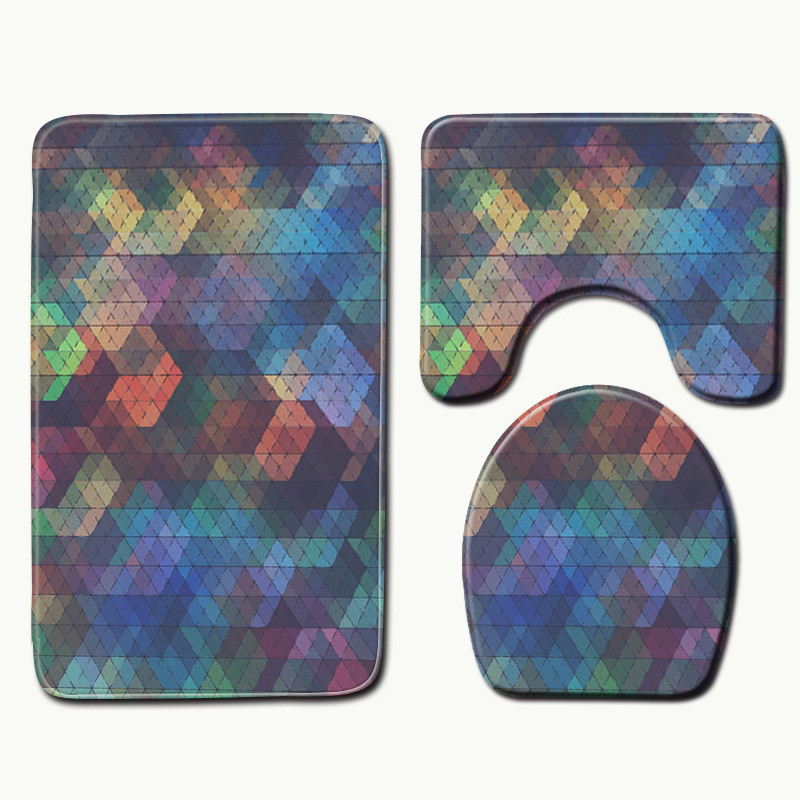 Zeegle 3gab/komplekts Vannas paklājiņš Vannas paklāju komplekts Ģeometriskā raksta Pretslīdēšanas Pjedestāls Paklāja Vāks Tualetes Pārvalks Mikrošķiedras Dušas Paklājiņi