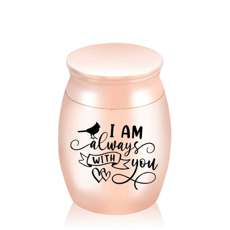 30x40MM Kremācijas urnas mazo putnu pelnu turētājs bēru piemiņas piemiņas cilvēks ar samta dāvanu maisiņu - es vienmēr esmu ar jums