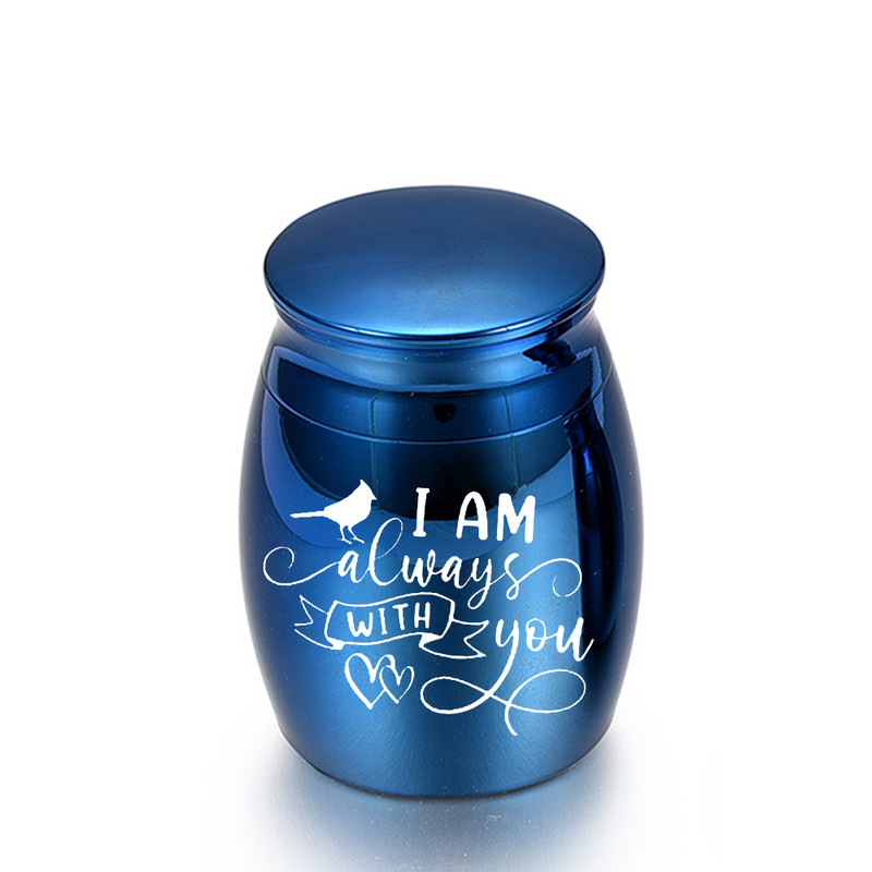 30x40MM Kremācijas urnas mazo putnu pelnu turētājs bēru piemiņas piemiņas cilvēks ar samta dāvanu maisiņu - es vienmēr esmu ar jums