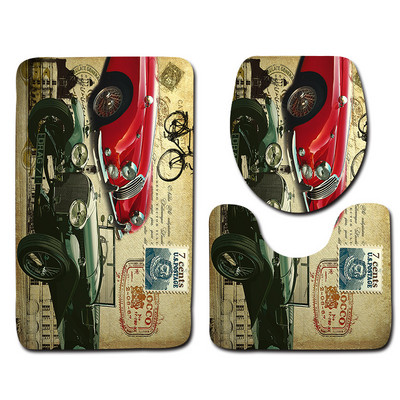 Zeegle 3gab Vannas istabas paklājiņu komplekts Ūdens absorbcijas vannas kāju paklājiņš Pretslīdošs vannas istabas dušas paklājs flaneļa mīksts tualetes sēdekļa pārklāja paklājiņš