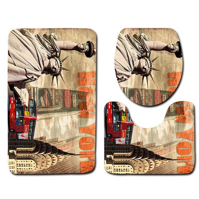 Zeegle 3gab Vannas istabas paklājiņu komplekts Ūdens absorbcijas vannas kāju paklājiņš Pretslīdošs vannas istabas dušas paklājs flaneļa mīksts tualetes sēdekļa pārklāja paklājiņš