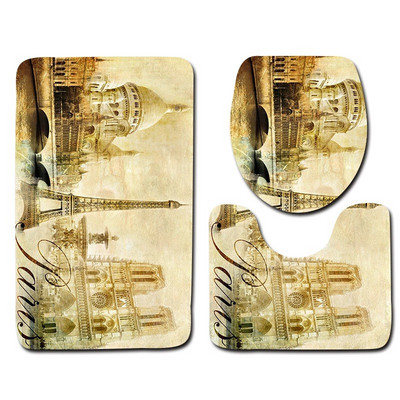 Zeegle 3gab Vannas istabas paklājiņu komplekts Ūdens absorbcijas vannas kāju paklājiņš Pretslīdošs vannas istabas dušas paklājs flaneļa mīksts tualetes sēdekļa pārklāja paklājiņš