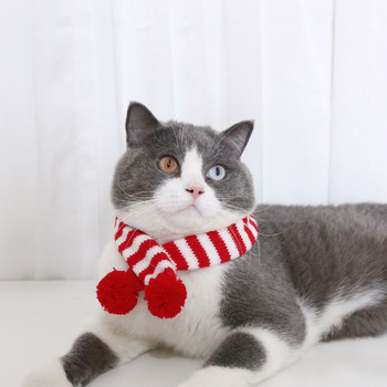 Χαριτωμένα χριστουγεννιάτικα αξεσουάρ για χριστουγεννιάτικες στολές με ριγέ πλεκτό κασκόλ για κουτάβι Ρυθμιζόμενο μάλλινο κασκόλ για γάτα Ζεστό λαιμό