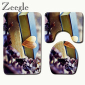 Zeegle sirds raksts, apdrukāts mikrošķiedras paklājs tualetes paklājiņš 3gab komplekts veļas mašīnas paklājiņš dušas paklājs vannas istabas paklāji un paklāji