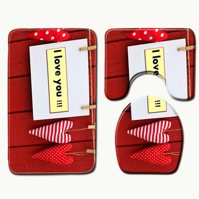 Zeegle sirds raksts, apdrukāts mikrošķiedras paklājs tualetes paklājiņš 3gab komplekts veļas mašīnas paklājiņš dušas paklājs vannas istabas paklāji un paklāji