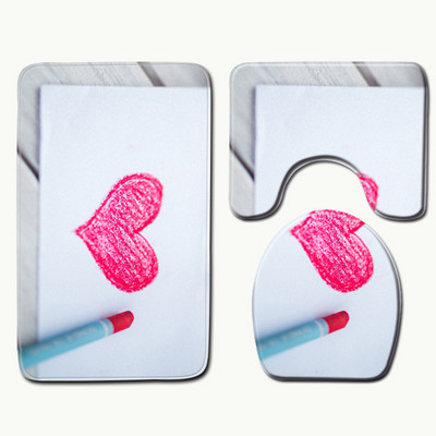 Zeegle sirds raksts, apdrukāts mikrošķiedras paklājs tualetes paklājiņš 3gab komplekts veļas mašīnas paklājiņš dušas paklājs vannas istabas paklāji un paklāji